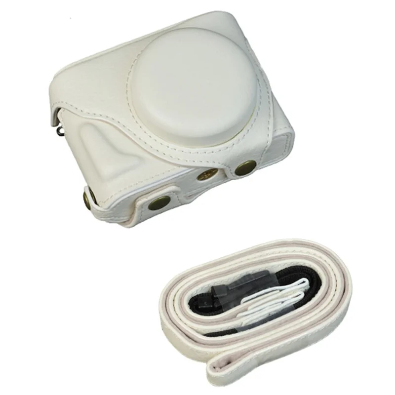 Fujifilm X Half Custodia per Fotocamera in Pelle con Texture a Bufalo e Apertura per Batteria - Bianco