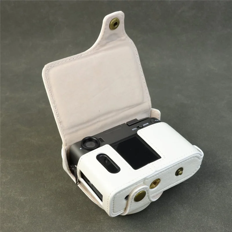 Fujifilm X Half Custodia per Fotocamera in Pelle con Texture a Bufalo e Apertura per Batteria - Bianco