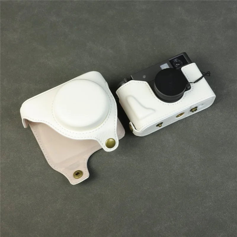 Fujifilm X Half Custodia per Fotocamera in Pelle con Texture a Bufalo e Apertura per Batteria - Bianco