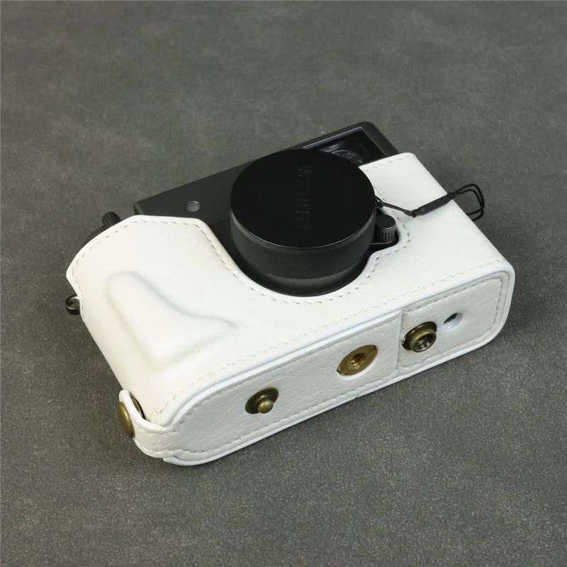 Fujifilm X Half Custodia per Fotocamera in Pelle con Texture a Bufalo e Apertura per Batteria - Bianco
