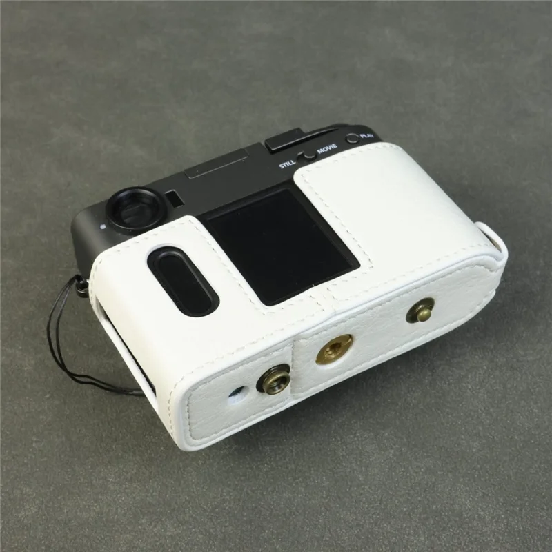 Fujifilm X Half Custodia per Fotocamera in Pelle con Texture a Bufalo e Apertura per Batteria - Bianco