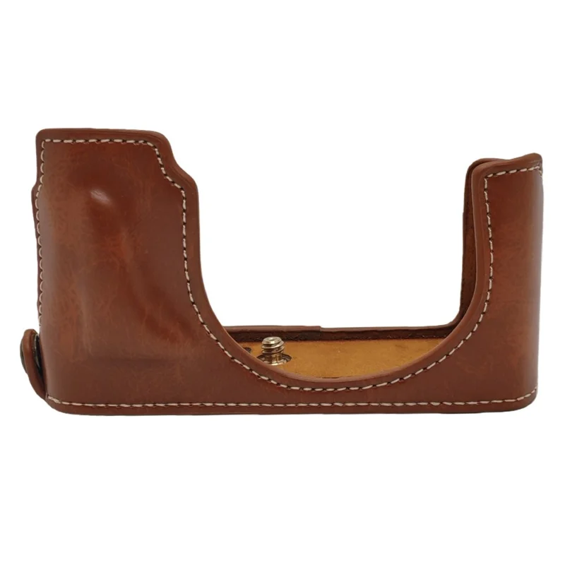 غطاء كاميرا نصف جسم لـ Leica D-Lux 8 / 7 / (Typ 109) غطاء سفلي من جلد PU مع إمكانية الوصول إلى البطارية - بني