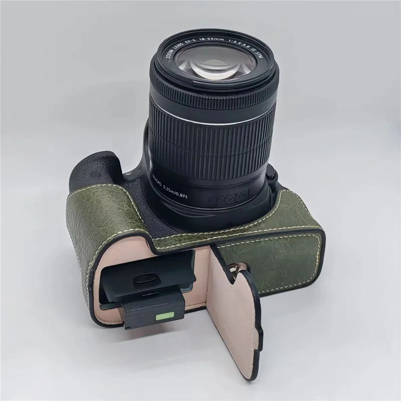 Camera Case for Canon EOS 760D / 750D / 700D / 650D / 600D PU Leather Battery Removable Half Cover - Green