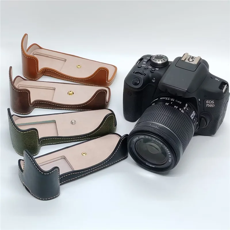 Camera Case for Canon EOS 760D / 750D / 700D / 650D / 600D PU Leather Battery Removable Half Cover - Green