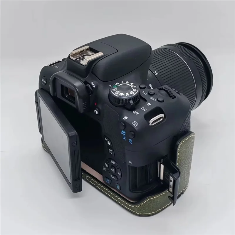 Camera Case with Hand Strap for Canon EOS 760D / 750D / 700D / 650D / 600D PU Leather Battery Removable Half Cover - Green