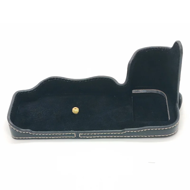 For Nikon D850 Camera Bottom Case PU Leather Half Cover with Battery Opening - Black