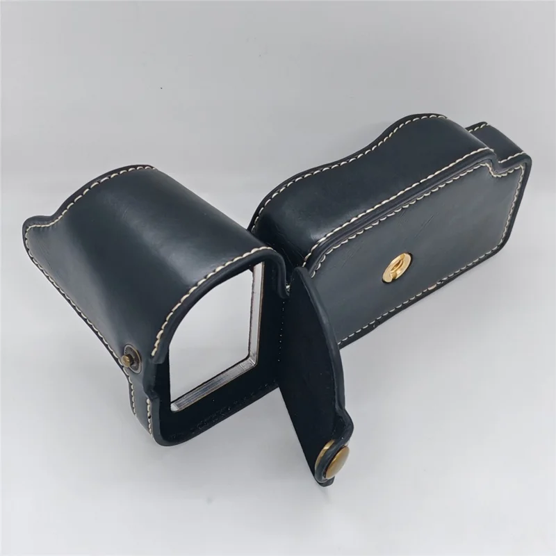 For Nikon D850 Camera Bottom Case PU Leather Half Cover with Battery Opening - Black