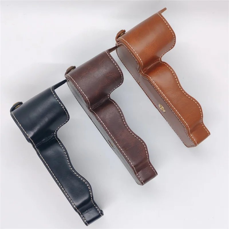 For Nikon D850 Camera Bottom Case PU Leather Half Cover with Battery Opening - Black