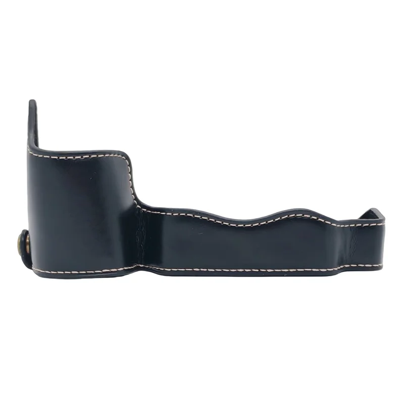 For Nikon D850 Camera Bottom Case with Hand Strap Battery Opening PU Leather Half Cover - Black