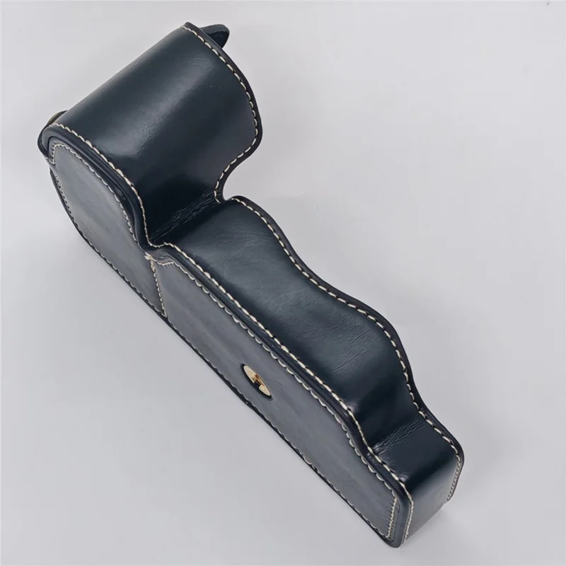 For Nikon D850 Camera Bottom Case with Hand Strap Battery Opening PU Leather Half Cover - Black