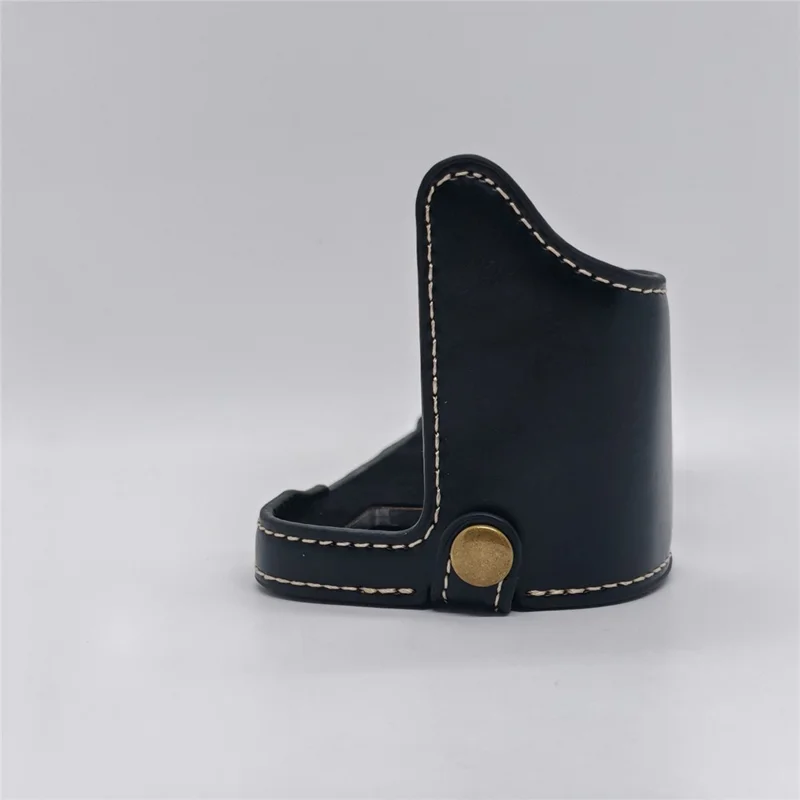 For Nikon D850 Camera Bottom Case with Hand Strap Battery Opening PU Leather Half Cover - Black