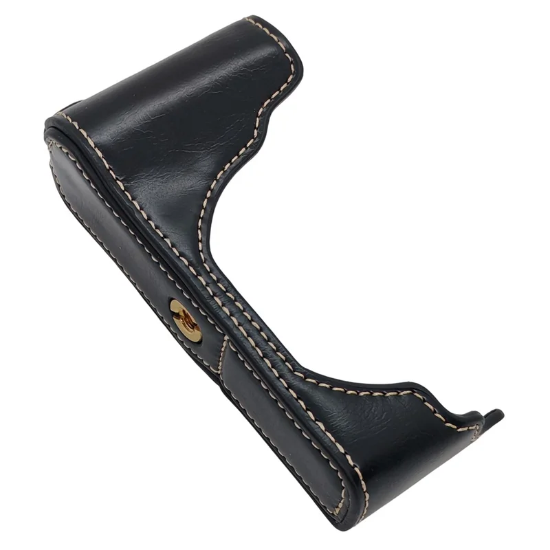 For Fujifilm X70 Camera Bottom Case PU Leather Half Cover with Battery Opening - Black