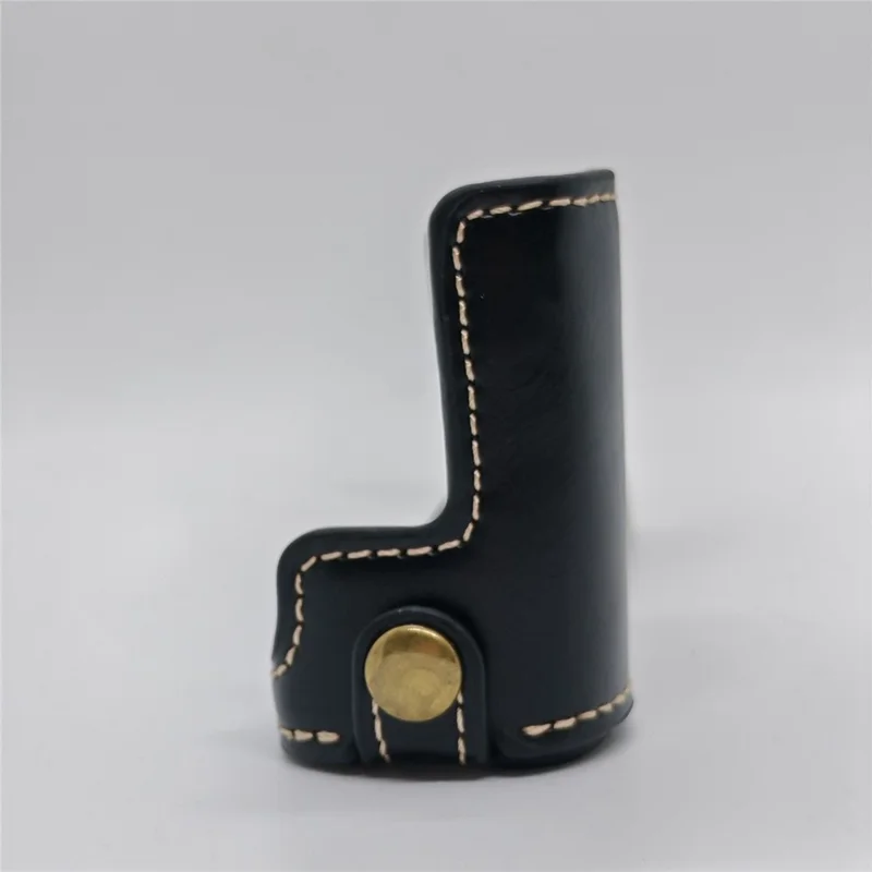 For Fujifilm X70 Camera Bottom Case with Hand Strap Battery Opening PU Leather Half Cover - Black