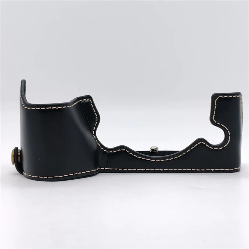 For Fujifilm X-H2 / X-H2s Camera Bottom Case with Hand Strap Battery Opening PU Leather Half Cover - Black