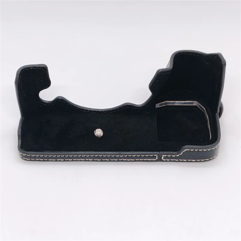 For Fujifilm X-H2 / X-H2s Camera Bottom Case with Hand Strap Battery Opening PU Leather Half Cover - Black