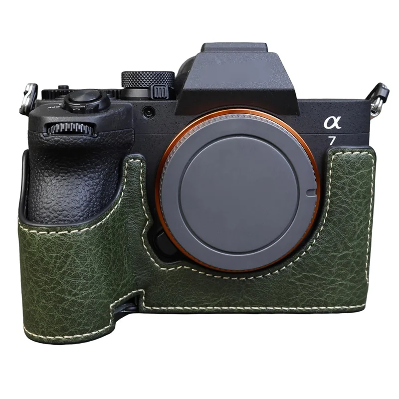 Für Sony Alpha 7 Mark V / A7R V Kameratasche Litschi-PU-Leder Schutzhülle mit Batteriefachzugang - Grün