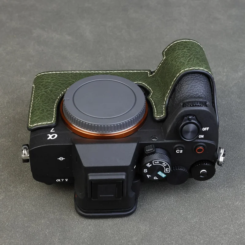 Für Sony Alpha 7 Mark V / A7R V Kameratasche Litschi-PU-Leder Schutzhülle mit Batteriefachzugang - Grün