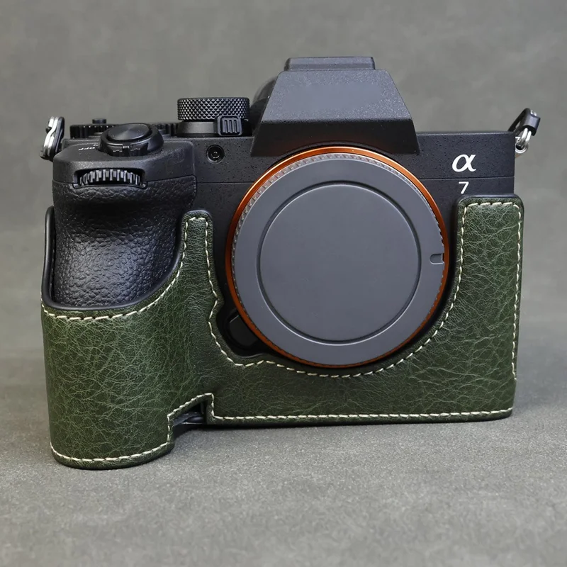 Für Sony Alpha 7 Mark V / A7R V Kameratasche Litschi-PU-Leder Schutzhülle mit Batteriefachzugang - Grün