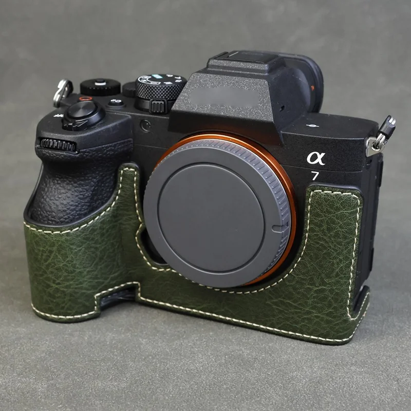 Für Sony Alpha 7 Mark V / A7R V Kameratasche Litschi-PU-Leder Schutzhülle mit Batteriefachzugang - Grün
