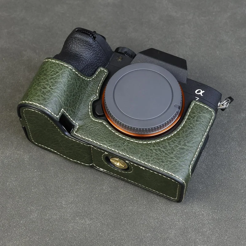 Für Sony Alpha 7 Mark V / A7R V Kameratasche Litschi-PU-Leder Schutzhülle mit Batteriefachzugang - Grün