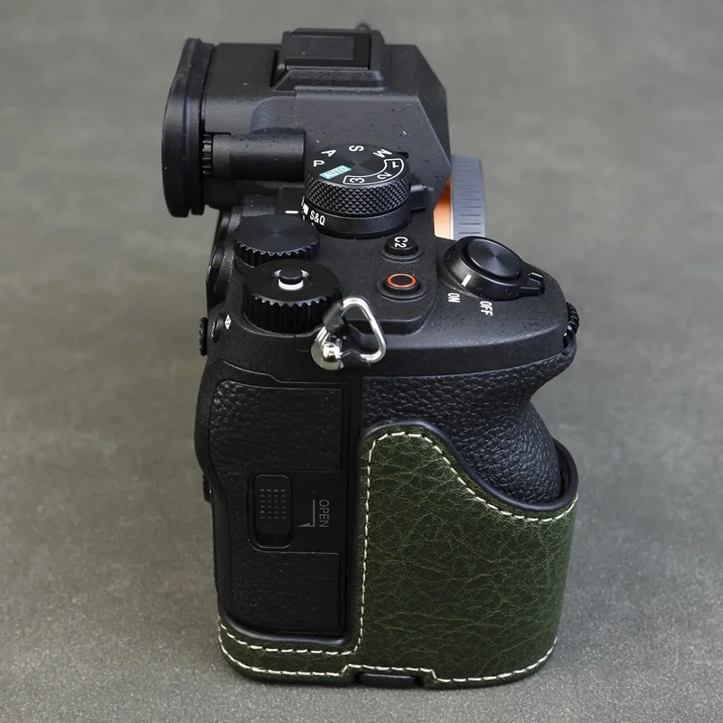 Für Sony Alpha 7 Mark V / A7R V Kameratasche Litschi-PU-Leder Schutzhülle mit Batteriefachzugang - Grün