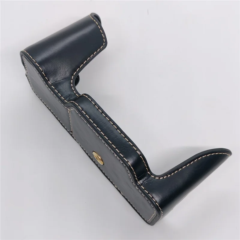 For Nikon DF Camera Bottom Case with Hand Strap Battery Opening PU Leather Half Cover - Black
