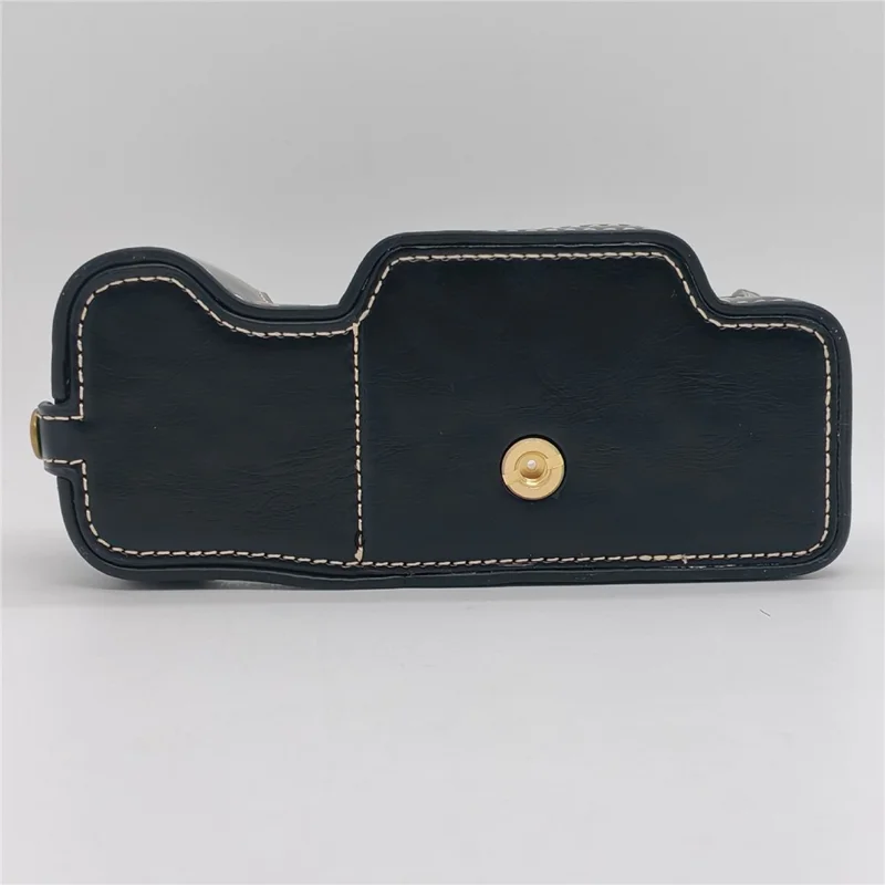 For Nikon DF Camera Bottom Case with Hand Strap Battery Opening PU Leather Half Cover - Black