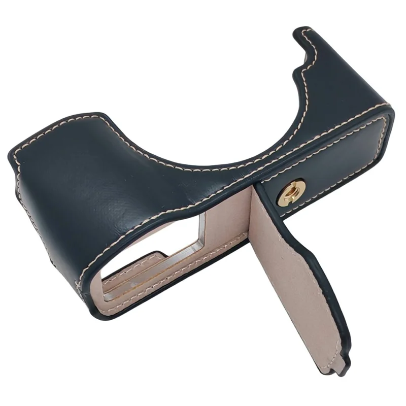 Voor Olympus PEN E-P5 Camera Bodemplaat PU Leren Halfhoes met Batterijopening - Zwart