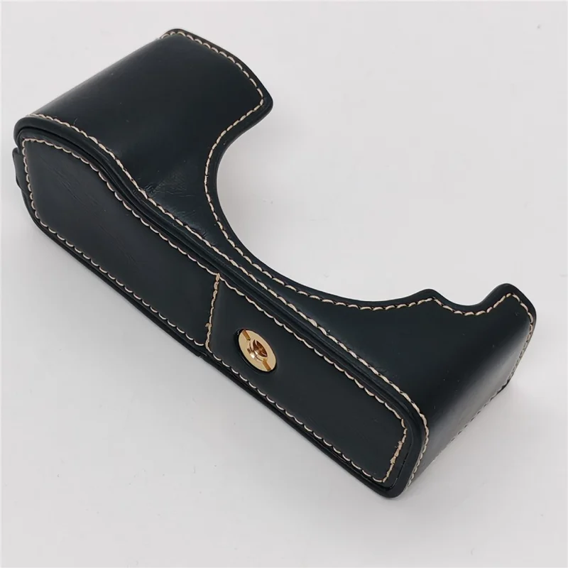 Für Olympus PEN E-P5 Kamera-Unterseite-Case mit Handschlaufe, Batteriefach, PU-Leder-Halbcouver - Schwarz