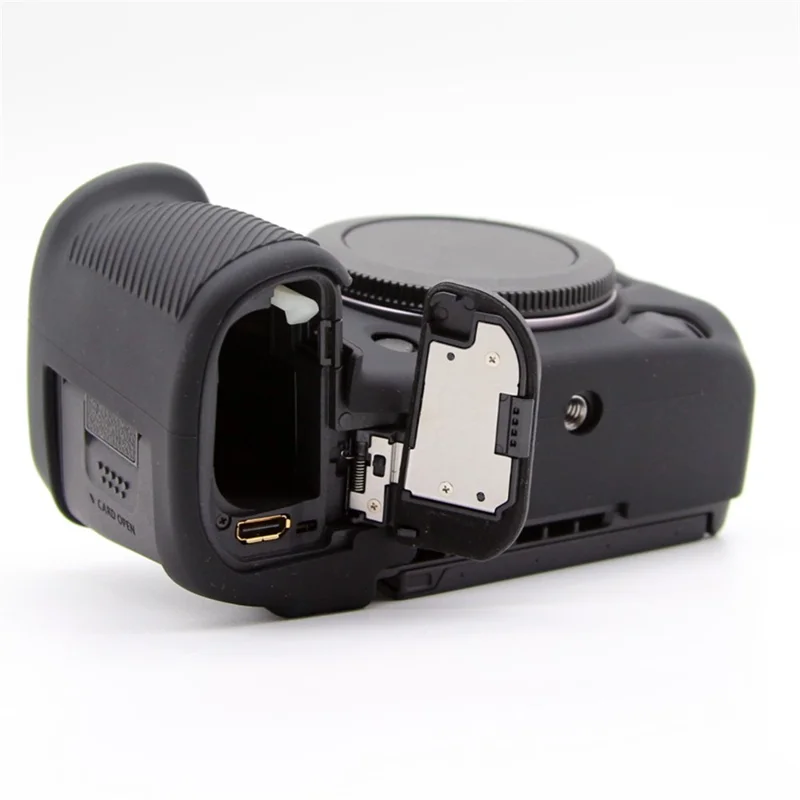 For Canon EOS R5 Mark II Glossy Camera Case Anti-Scratch Silicone Protective Cover - Black