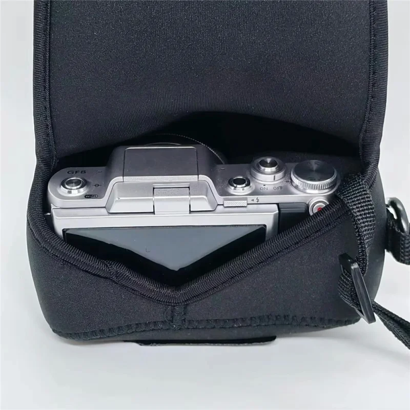 Kameratasche für Panasonic GF7 / GF8 / GF9 / GF10 Neopren-Schutzhülle stoßfest wasserdicht Kameratasche mit Karabiner - Schwarz