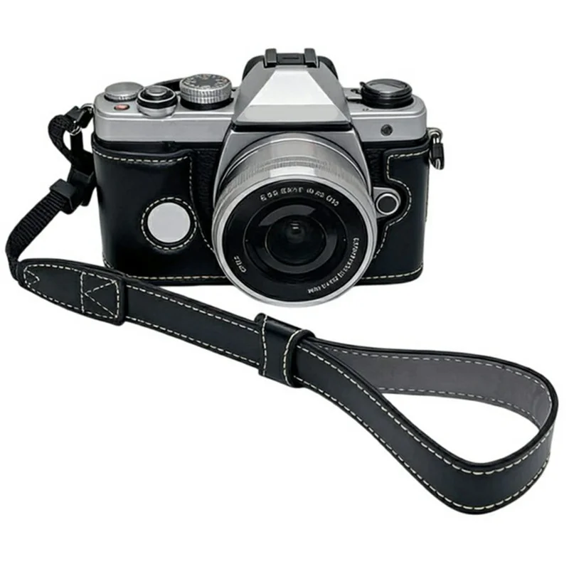 Fodero per Fotocamera Inferiore con Tracolla per Olympus OM-3 in Pelle Apertura Rimovibile Batteria Compatibile Custodia Protettiva - Nero