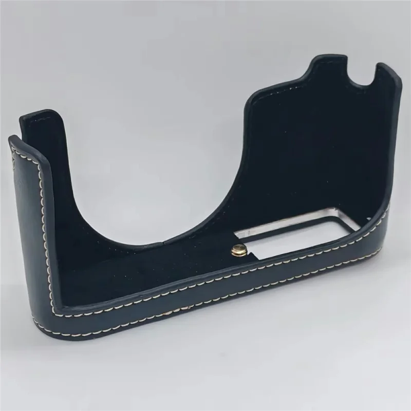 Étui de poignée inférieure pour appareil photo avec sangle de poignet pour Leica X Vario (Typ 107) / X (Typ 113) - Housse demi-enveloppante en cuir PU noire avec ouverture inférieure