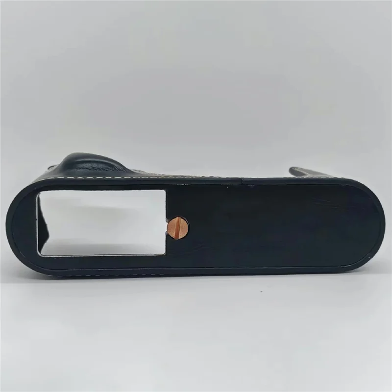 Étui de poignée inférieure pour appareil photo avec sangle de poignet pour Leica X Vario (Typ 107) / X (Typ 113) - Housse demi-enveloppante en cuir PU noire avec ouverture inférieure