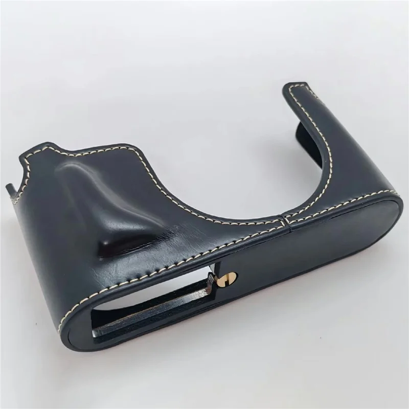 Étui de poignée inférieure pour appareil photo avec sangle de poignet pour Leica X Vario (Typ 107) / X (Typ 113) - Housse demi-enveloppante en cuir PU noire avec ouverture inférieure