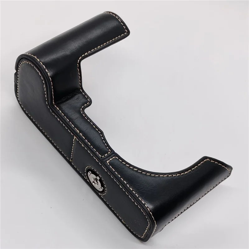 Coque demi-housse pour appareil photo Leica SL2 en cuir PU avec poignée et sangle de poignet, design avec ouverture inférieure - Noir