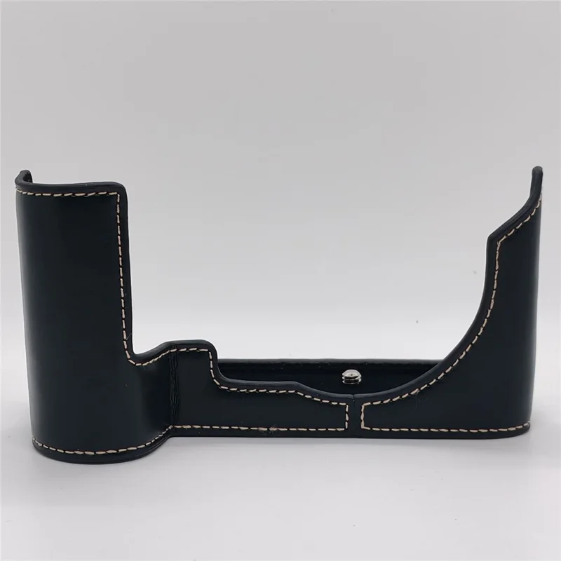 Coque demi-housse pour appareil photo Leica SL2 en cuir PU avec poignée et sangle de poignet, design avec ouverture inférieure - Noir