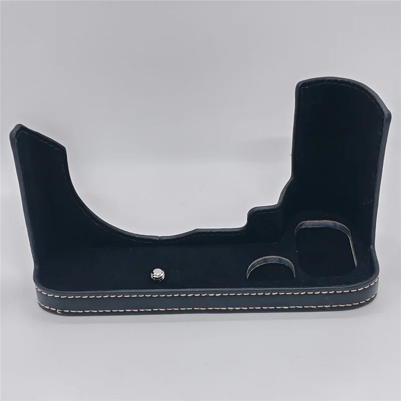 Coque demi-housse pour appareil photo Leica SL2 en cuir PU avec poignée et sangle de poignet, design avec ouverture inférieure - Noir