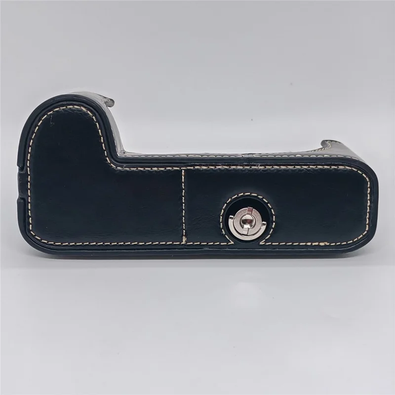 Coque demi-housse pour appareil photo Leica SL2 en cuir PU avec poignée et sangle de poignet, design avec ouverture inférieure - Noir