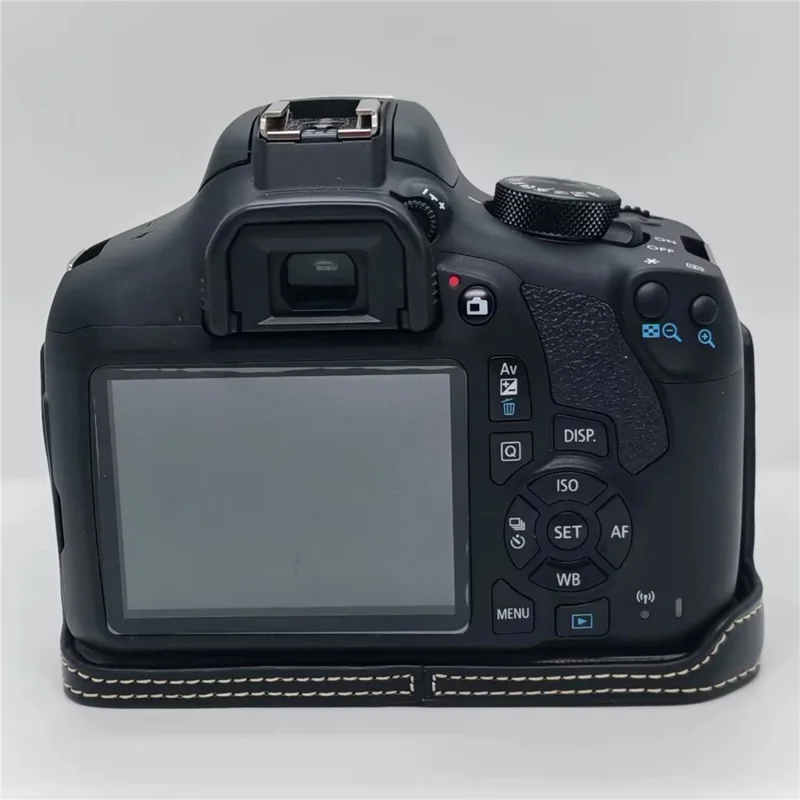 Camera Case for Canon EOS 500D  /  550D  /  1000D  /  1100D  /  1200D  /  1300D  /  1500D PU Leather Bottom Half Cover Removable Battery Base with Wrist Strap - Black