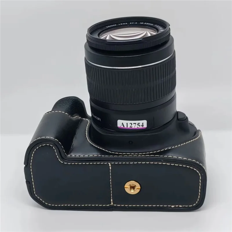 Camera Case for Canon EOS 500D  /  550D  /  1000D  /  1100D  /  1200D  /  1300D  /  1500D PU Leather Bottom Half Cover Removable Battery Base with Wrist Strap - Black