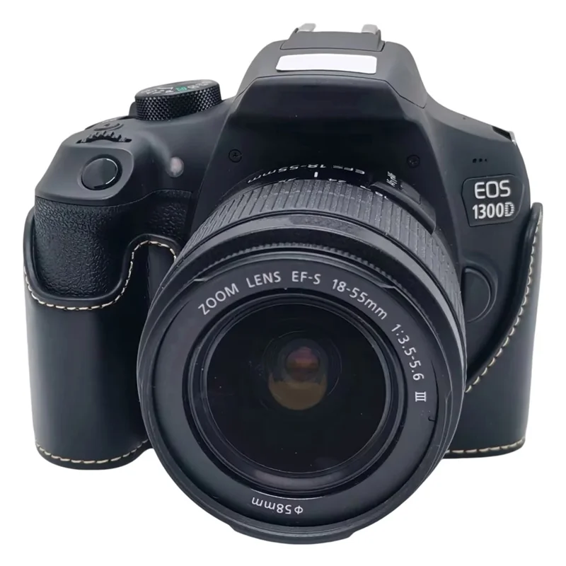 Camera Case for Canon EOS 500D  /  550D  /  1000D  /  1100D  /  1200D  /  1300D  /  1500D PU Leather Bottom Half Cover with Opening Battery Access - Black