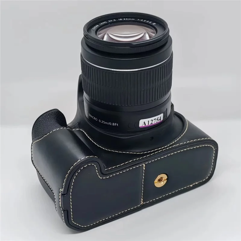 Camera Case for Canon EOS 500D  /  550D  /  1000D  /  1100D  /  1200D  /  1300D  /  1500D PU Leather Bottom Half Cover with Opening Battery Access - Black