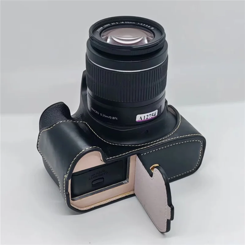 Camera Case for Canon EOS 500D  /  550D  /  1000D  /  1100D  /  1200D  /  1300D  /  1500D PU Leather Bottom Half Cover with Opening Battery Access - Black