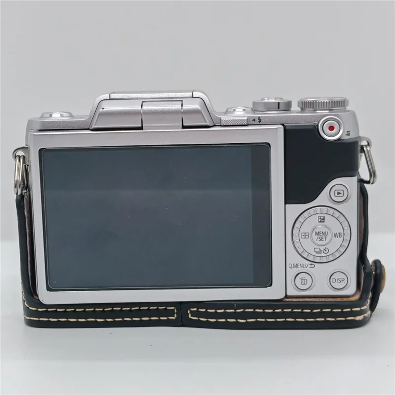 PU Leather Half Case for Panasonic GF7  /  GF8  /  GF9  /  GF10 Camera Bottom Opening Battery Access Protective Cover - Black