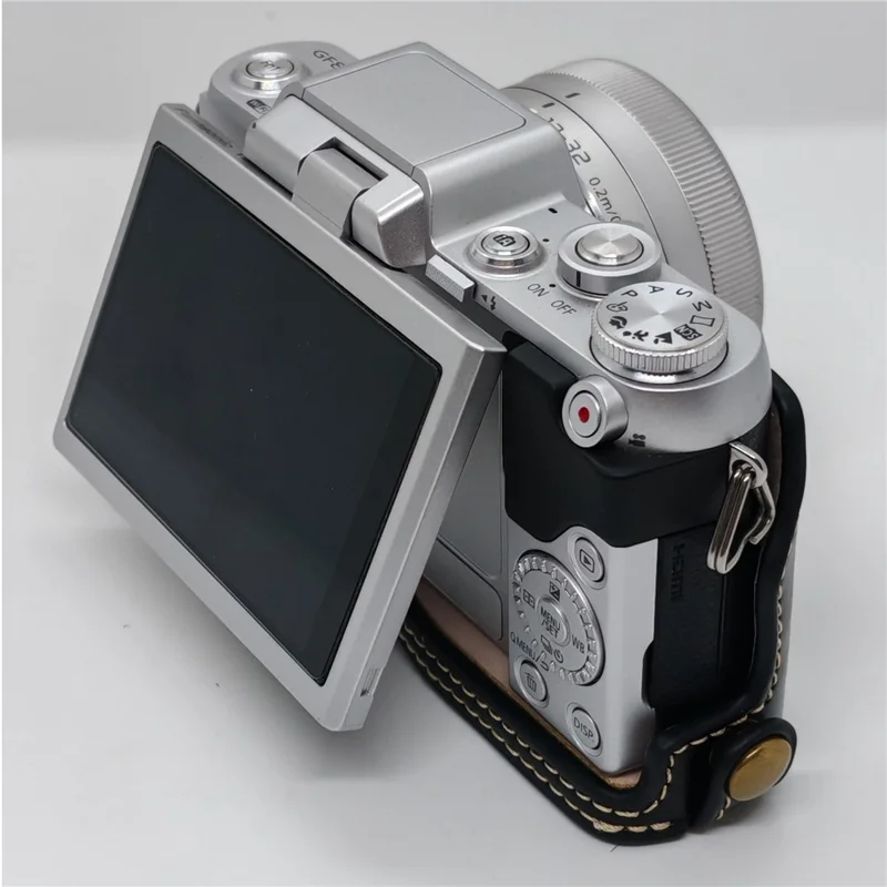 PU Leather Half Case for Panasonic GF7  /  GF8  /  GF9  /  GF10 Camera Bottom Opening Battery Access Protective Cover - Black