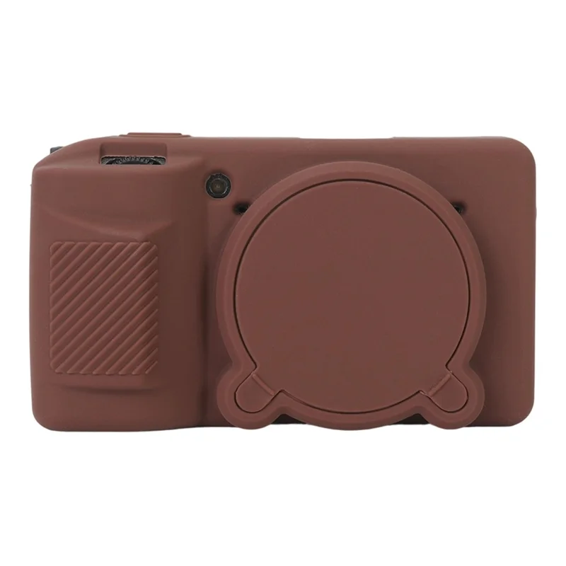 Silicone Case for Ricoh GR IV Camera Anti-Slip Soft TPU Protective Cover with Lens Cap - Brown