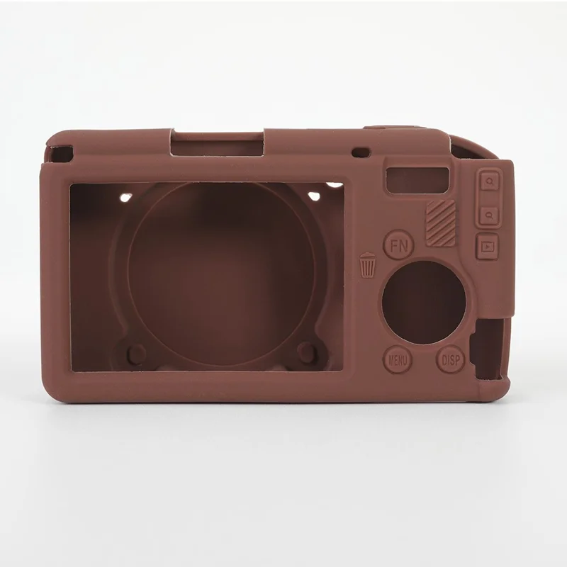 Silicone Case for Ricoh GR IV Camera Anti-Slip Soft TPU Protective Cover with Lens Cap - Brown