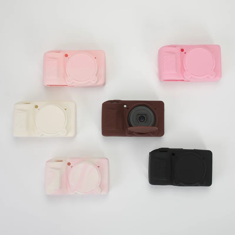 Silicone Case for Ricoh GR IV Camera Anti-Slip Soft TPU Protective Cover with Lens Cap - Brown