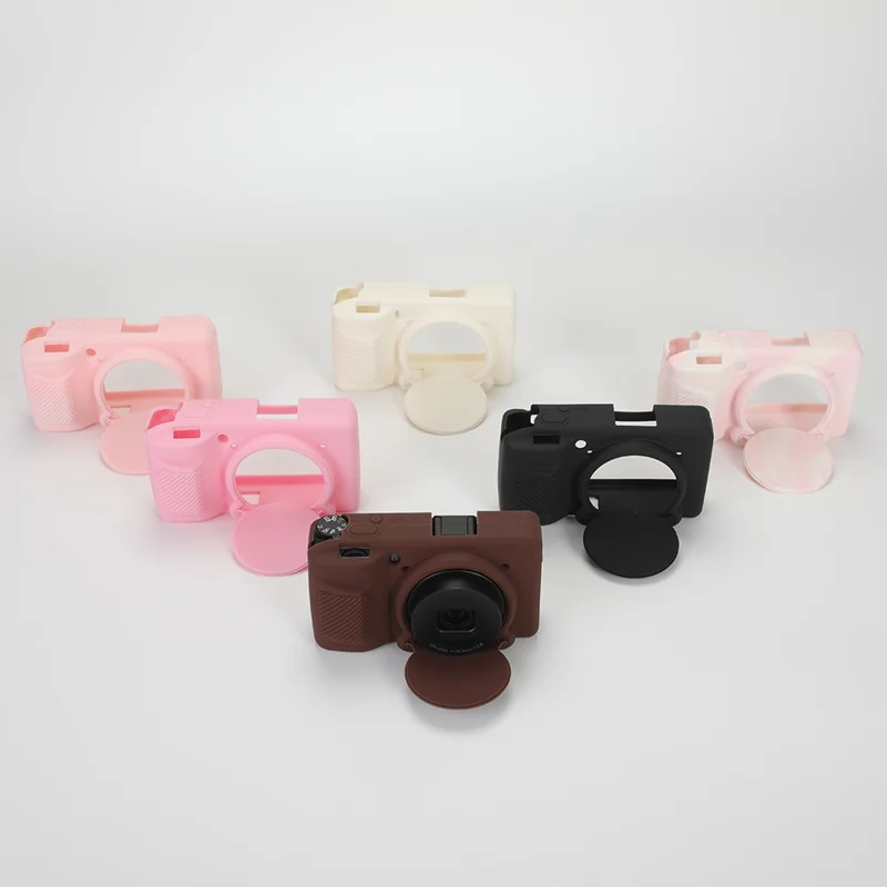 Silicone Case for Ricoh GR IV Camera Anti-Slip Soft TPU Protective Cover with Lens Cap - Brown